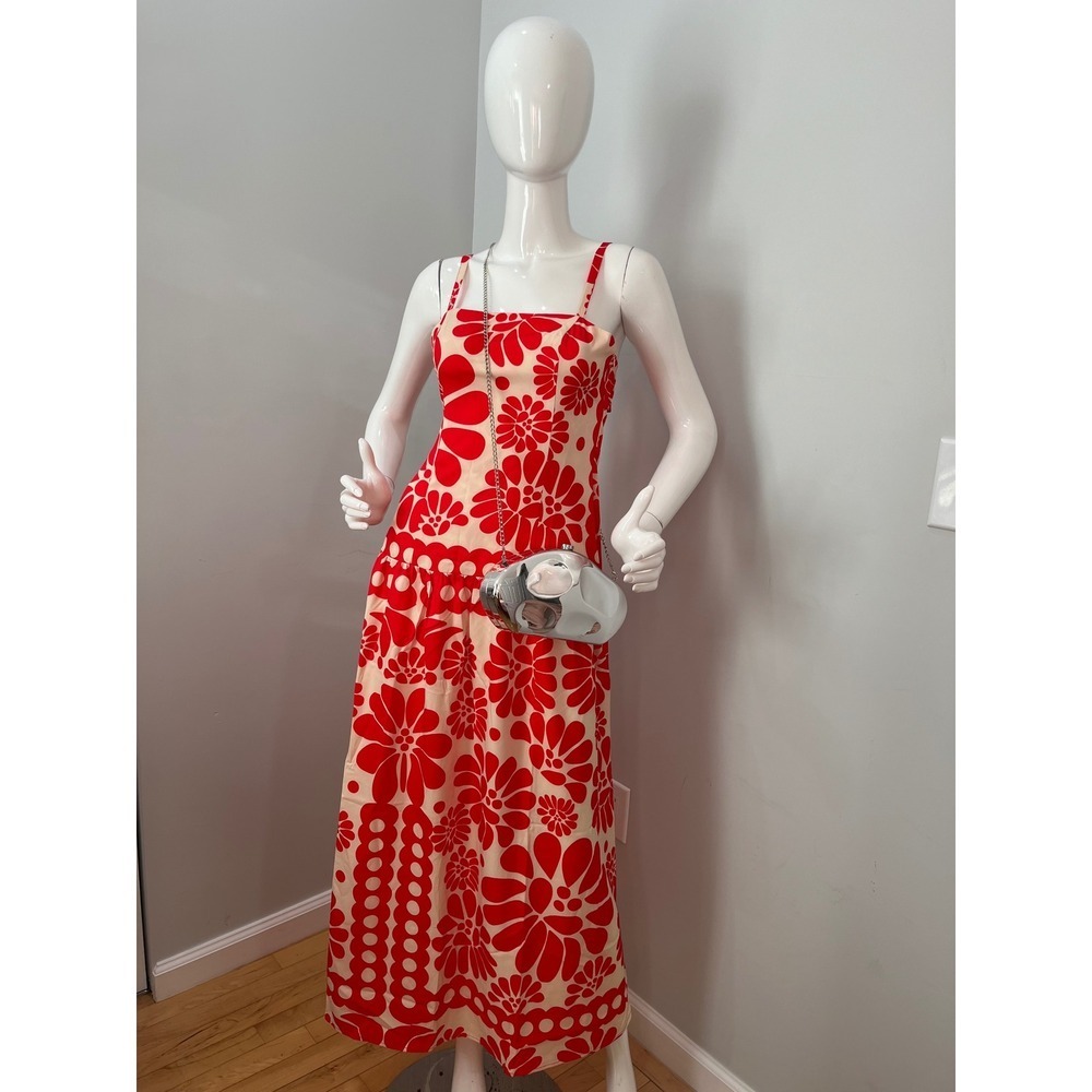 Commense Red Floral Maxi Dress Sleeveless Summer A-Line Flowy Sundress Size S - Picture 5 of 9